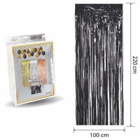 Metalize Arka Fon Kapı Perdesi Siyah 100x200 cm