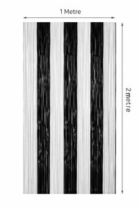 Metalize Arka Fon Kapı Perdesi Siyah Beyaz 100x200 cm