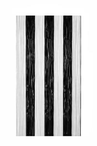 Metalize Arka Fon Kapı Perdesi Siyah Beyaz 100x200 cm