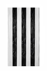 Metalize Arka Fon Kapı Perdesi Siyah Beyaz 100x200 cm