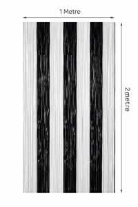 Metalize Arka Fon Kapı Perdesi Siyah Beyaz 100x200 cm