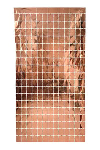 Metalize Arka Fon Rose Gold Pötikare Kapı Perdesi 100x200 cm