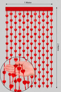 Metalize Kalp Kırmızı Arka Plan Perdesi 200x100 cm
