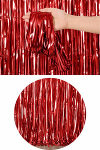 Metalize Masa Eteği Kırmızı 70x300 cm