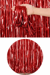 Metalize Masa Eteği Kırmızı 70x300 cm
