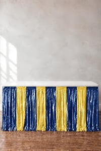Metalize Masa Eteği Sarı Lacivert 70x300 cm