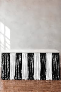 Metalize Masa Eteği Siyah Beyaz 70x300 cm