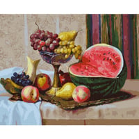 Meyve Tepsisi Tuvale Gerili Sayılarla Boyama Hobi Seti 40x50 cm