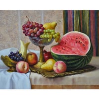 Meyve Tepsisi Tuvale Gerili Sayılarla Boyama Hobi Seti 40x50 cm