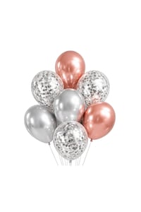 Mezuniyet Parti Seti – Rose Gold Gümüş Kutup Yıldızlı Premium Konsept 10’lu Balon Seti