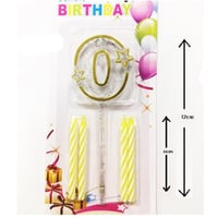 Mika Şeffaf 0 Rakam Gold Mum Set