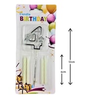 Mika Şeffaf 4 Rakam Gümüş Mum Set