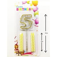 Mika Şeffaf 5 Rakam Gold Mum Set