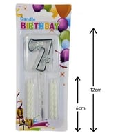Mika Şeffaf 7 Rakam Gümüş Mum Set