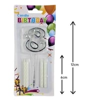 Mika Şeffaf 8 Rakam Gümüş Mum Set