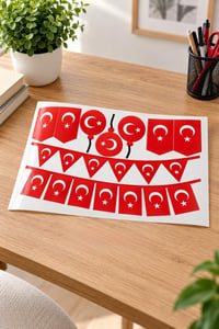 Milli Bayramlar Ay Yıldız Türk Bayrağı Sticker Seti 35x50 cm – Pencere ve Duvar Süsü