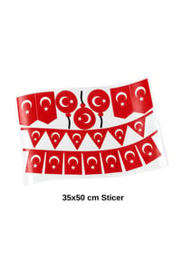 Milli Bayramlar Ay Yıldız Türk Bayrağı Sticker Seti 35x50 cm – Pencere ve Duvar Süsü
