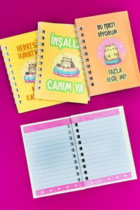 Mini 4'lü Kedi Mottolu Spiralli Defter