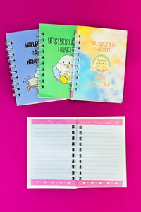 Mini 4'lü Mottolu Spiralli Defter