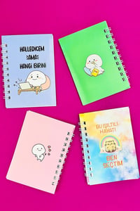 Mini 4'lü Mottolu Spiralli Defter