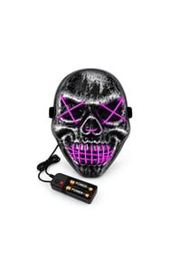 Mor Neon Işıklı Kurukafa Maskesi – Cadılar Bayramı Halloween Korku Maskesi