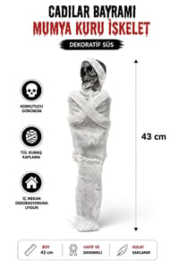 Mumya Kuru İskelet Dekor 43 Cm Halloween Cadılar Bayramı Parti Malzemesi