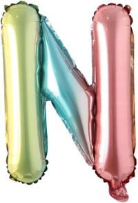 N Harf Gökkuşağı Folyo Balon16 İnç 36 cm