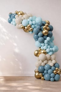 Okyanus Mavi, Deniz Kumu ve Krom Gold Temalı  115 Adet Balon Zincir Set