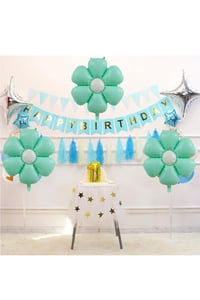 Papatya Folyo Balon 77x66 cm Makaron Su Yeşili Parti Kutlama Seti