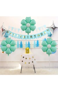 Papatya Folyo Balon 77x66 cm Makaron Su Yeşili Parti Kutlama Seti