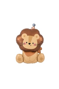 Parti Şapkalı Aslan Folyo Balon – Safari ve Orman Temalı Doğum Günü Süsü