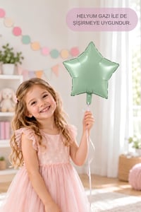 Pastel Yeşil Yıldız Folyo Balon 45 cm – Bebek Çocuk Parti Kutlama