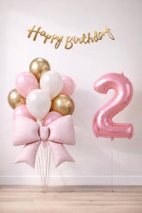 Pembe Fiyonk 2 Yaş Doğum Günü Balon Seti