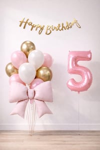 Pembe Fiyonk 5 Yaş Doğum Günü Balon Seti