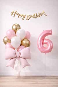 Pembe Fiyonk 6 Yaş Doğum Günü Balon Seti