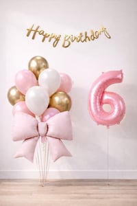 Pembe Fiyonk 6 Yaş Doğum Günü Balon Seti