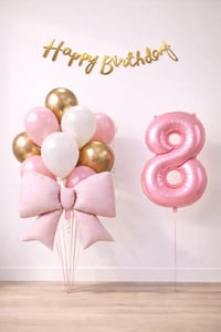 Pembe Fiyonk 8 Yaş Doğum Günü Balon Seti