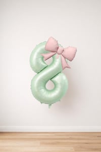 Pembe Fiyonk & Adaçayı Yeşili Rakam 8 Folyo Balon Seti