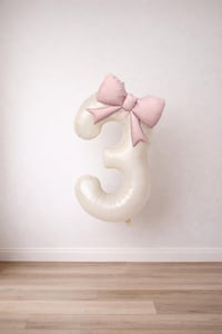 Pembe Fiyonk & Krem 3 Rakam Folyo Balon Seti