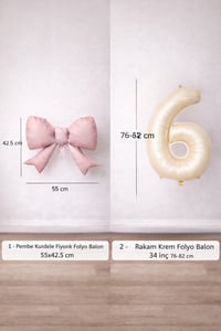 Pembe Fiyonk & Krem 6 Rakam Folyo Balon Seti