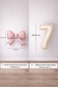 Pembe Fiyonk & Krem 7 Rakam Folyo Balon Seti