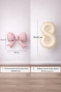 Pembe Fiyonk & Krem 8 Rakam Folyo Balon Seti