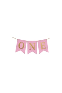 Pembe One Yazılı Banner 1 Yaş Doğum Günü Süsü
