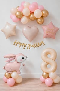 Pembe Tavşanlı 8 Yaş Doğum Günü Balon Seti