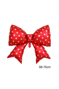 Puantiyeli Kırmızı Kurdele Fiyonk Folyo Balon 98-75 Cm