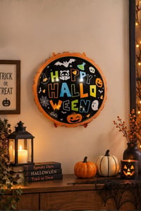 Renkli Happy Halloween Tasarımlı 45x45 Cm Folyo Balon Halloween Cadılar Bayramı Parti Malzemesi
