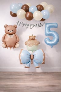 Retro 5 Yaş Ayıcık Temalı Erkek Bebek Konsept Doğum Günü Seti