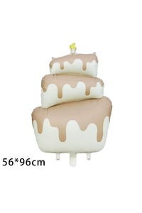 Retro Krem Renkli 3 Katlı Yaş Pasta Folyo Balon 56x96 cm