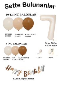 Retro Renkler Büyük Balon Zincir ve 7 Yaş Doğum Günü Seti