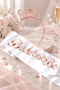 Rose Gold Bride To Be Taç  Ve Kuşak Set Model 2